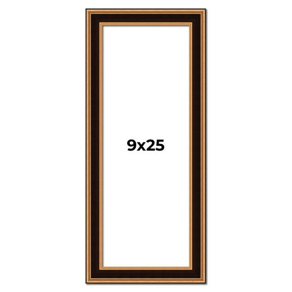 9x25 Frame Gold Brown Plein Air Vintage Solid Wood Picture Frame | 1.75 Inches Moulding Width |