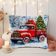 thumbnail image 5 of DIY Latch Hook Pillow Kits Red Truck with Christmas Tree Printed Pillowcase Crochet Yarns Hooking Handmade Pillow Cover Cushion for Home Sofa Decoration 17x17inch-4, 5 of 7
