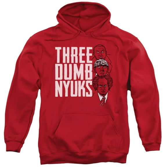 Three Stooges Three Dumb Nyuks Adult Pullover Hoodie Sweatshirt Red
