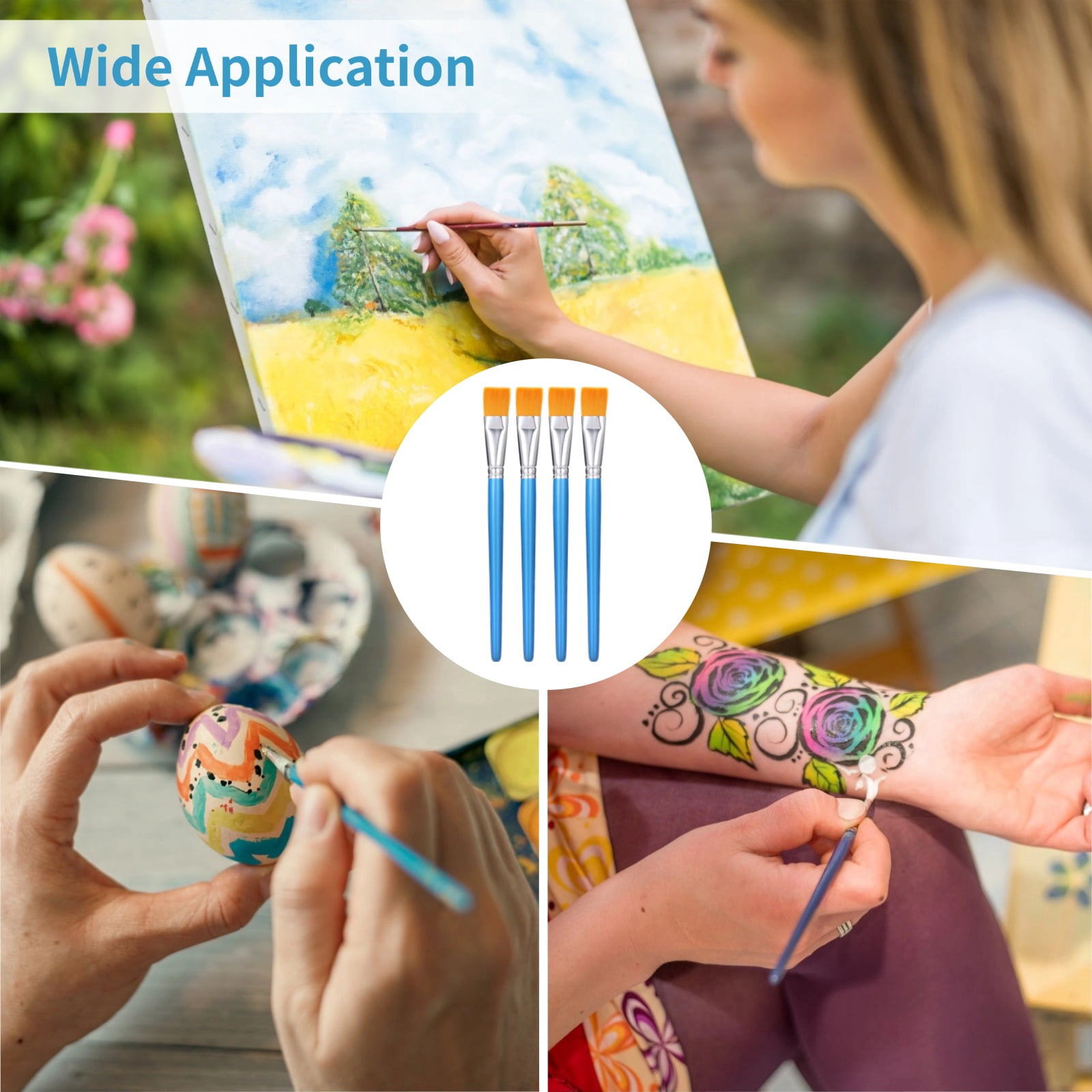 60 PCS Flat Paint Brushes, 1 in Flat Acrylic Watercolor Nylon Brushes, Bulk Paintbrushes with Comfortable Wooden Handle, Large Paint Brush for Painting, DIY Projects, Art Classes, Face Art