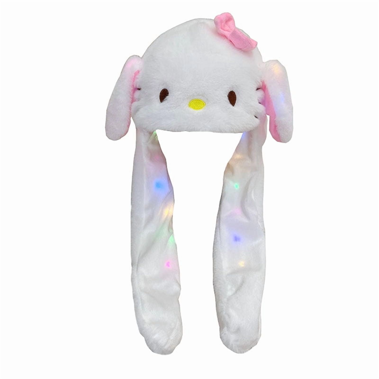 LED Light Sanrioed Kuromi Cinnamoroll Kitty Glowing Plush Ear Move Hat Anime Cartoon Jumping up Ear Novetly Cap Gift for Kids