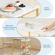 thumbnail image 4 of Conjunto de comedor 3 piezas con mesa y estantes – Sillas tapizadas en PU – Diseño industrial hierro y madera – Compacto y ahorra espacio – Encimera mármol blanco + dorado, cojines PU suave, 4 of 8