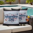 thumbnail image 5 of Independence Day Pillow Covers 2 Pack Orange Blue Plaid Bow Red Star Wood Striped Pillowcase Waterproof Outdoor Throw Pillow Cover for Patio Garden Square Cushion 18”x18”, 5 of 9