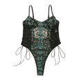 thumbnail image 4 of Zuwimk Lingerie For Women Bodysuits, Bodysuit for Women Plunge Deep V Neck Twist Knot Front Slim Fit Short Sleeve Long Sleeve T Shirts Tops Jumpsuit Army Green,M, 4 of 5