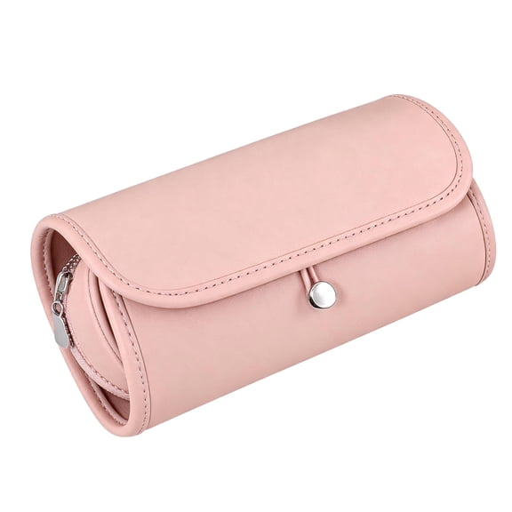H HEYMKGO Portable Foldable Roll-Up Travel Makeup Organizer - Cosmetic Storage Bag for Women, Pink