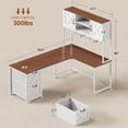 thumbnail image 2 of Farmhouse L Shaped Computer Desk with 2 Drawers and Storage Shelves, Reversible 86.6" Gaming Desk with LED Lights, Corner Office Desk for Home Office, Bedroom, Living Room, 2 of 7