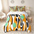 thumbnail image 3 of Manfei Minimalism Abstract King Bedding, Orange Green Aesthetic King Bed in a Bag, Colorful Stars Reversible 7 Pieces, 3 of 6