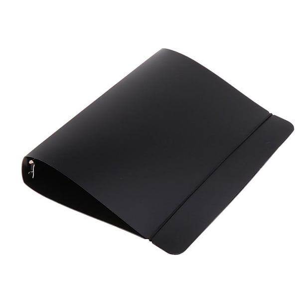 Cuaderno, diario, carpeta y archivador recargable de color negro. UNA
