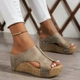thumbnail image 2 of Women's Slip-On Cork Wedge Sandals 2025 Platform Open Toe Summer Vacation Shoes, 2 of 9
