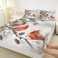 thumbnail image 3 of Manfei Merry Christmas Queen Sheet Sets for Kids, Cartoon Robin Bird Flat Sheet, Jungle Leaf Plant Queen Fitted Sheet, Luxury Bedroom Decor, 4 Pieces, 3 of 7