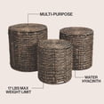 thumbnail image 2 of JONATHAN Y Zaria 18" Coastal Bohemian Handwoven Water Hyacinth Nesting Round Accent Table, Brown (Set of 3), TBL2503B-3SET, 2 of 7