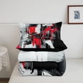 thumbnail image 5 of Homewish Red Abstract Print Queen Comforter Set,Aesthetic Geometric Comforter Sets Queen,Black Reversible,3 Pieces,1 Comforter and 2 Pillowcases, 5 of 7