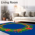 thumbnail image 2 of ODIKA 4'x6' Machine Washable Non-Slip Area Rug, Latch Hook Kit Festive Wreath Canvas Needlework Project High Traffic Rug, Blue, 647384, 2 of 7