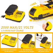 21V Tool Kit with Drill, 120PCS 21V Cordless Drill Set with 3/8 Keyless Chuck of Metal & 25+3 Clutch with Impact, 2 x 2.0Ah Battery & Fast Charger, Max Torque 45Nm, 2-Variable Speed