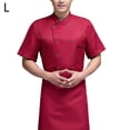 thumbnail image 2 of Uniforme de chef Delantal de cocina de manga corta Trajes de doble botonadura Camisas de costura cómodas para hombres Estilo simple para barra de café Rojo L Scienceny LF000329-20, 2 of 7