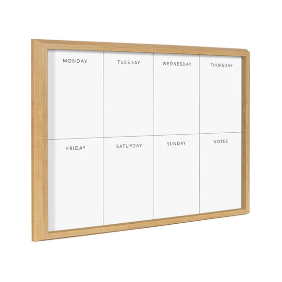 Kate and Laurel Blake This Week Framed Printed Dry-Erase Glass Wall Art by The Creative Bunch Studio, 18x24 Natural, Decorative White Board Organizer for Wall