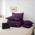 thumbnail image 5 of Homewish Purple Monogrammed B Bedding Comforter Set 7pcs for Adult, Retro Boho Mandala King Bedding Sets, Tribal Damask Flower Reversible Bed Sheets, Microfiber Bedroom Decor, 5 of 7