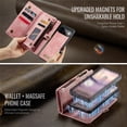 thumbnail image 6 of CaseMe Leather Case for Google Pixel 11 / 11 Pro,2 in 1 Detachable Wallet Case with 8-Card Holder Zipper Bills Slot,Magnetic Shockproof Flip Leather Cover Zipper Pocket Phone Cases,Pink, 6 of 10