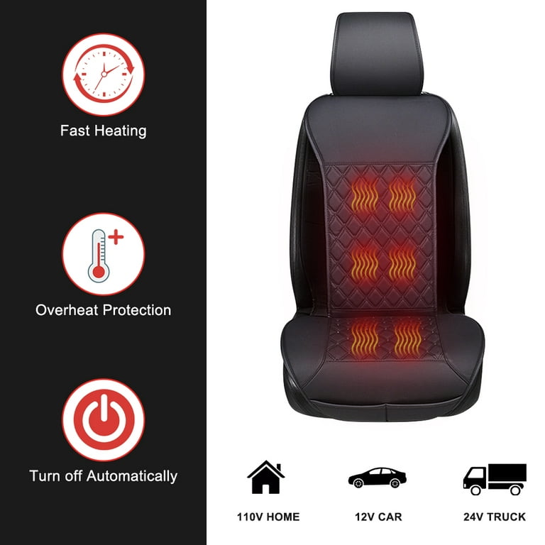 Protoiya Heated Seat Cover 12V/24V Car Heating Seat with 3 Heat Setting and Timing Fast Heating Car Travel Seat Cushion Non-Slip Car Seat Warmer for