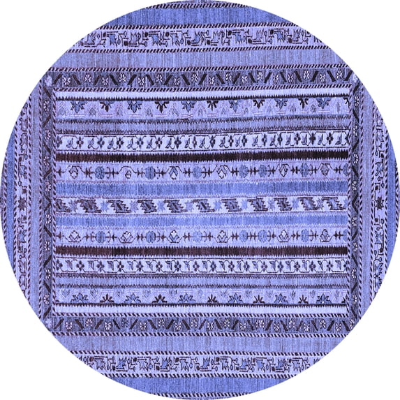 Ahgly Company Machine Washable Indoor Round Abstract Blue Modern Area Rugs, 3' Round
