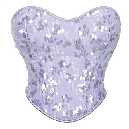 Kaemgyyd Sparkle Corset Top for Women Fashion Glitter Sequin Solid Strapless Corset Push up Body Shaper Party Clubwear