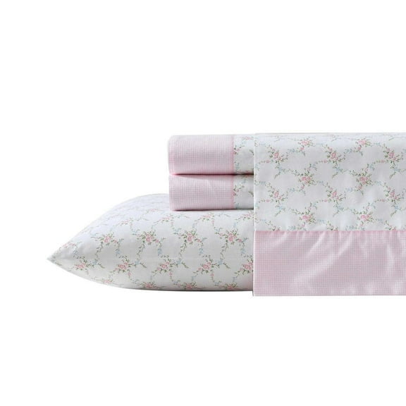 Lynda 4-Piece Pink 100% Cotton King Sheet Set