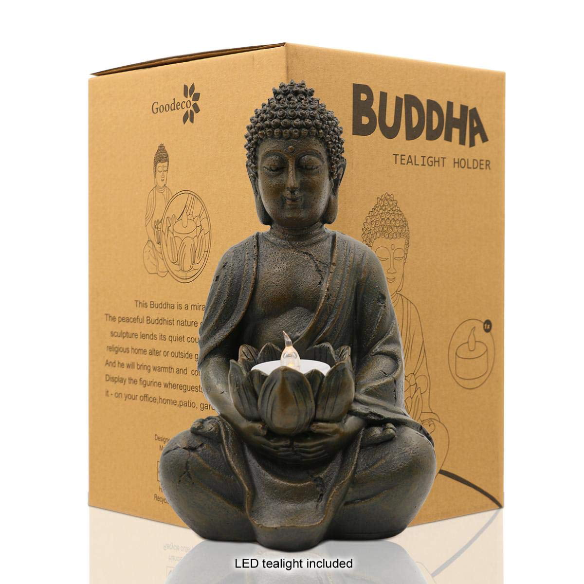 Next Grey Resin Laughing Buddha Candle Holder Tea Light Happy Budai Sculpture 