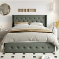 thumbnail image 3 of Einfach Full Size Lift up Platform Storage Bed Frame with Fabric Upholstered Wingback Button Tufted Headboard, Dark Gray, 3 of 8