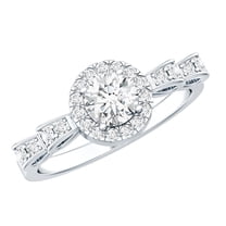Rosec Jewels Lab Grown Diamond Promise Engagement Ring, EF-VS Quality - With Jewelry Box, 18K White Gold, US 10.00