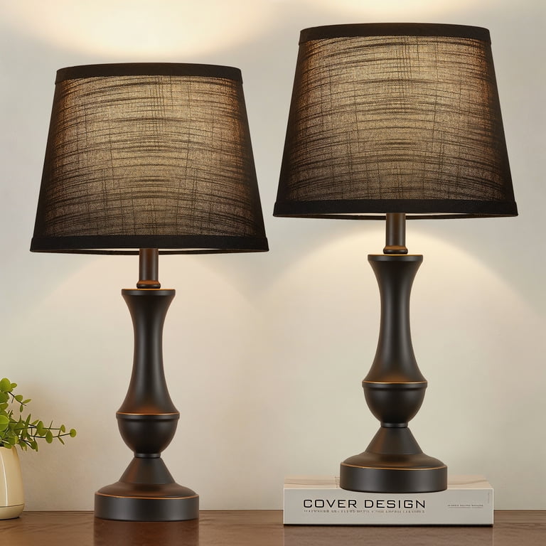 NATYSWAN 19-Inch Modern Bedside Table Lamp Set of 2, Black photo 2