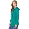 thumbnail image 3 of Woman Within Plus Size Zip Front Hoodie Jacket Long Oversized Fleece Jacket, 3 of 6