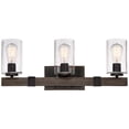 thumbnail image 2 of Franklin Iron Works Poetry Rustic Farmhouse Wall Light Bronze Wood Grain 23 1/2" 3-Light Fixture Seedy Glass for Bedroom Bathroom Vanity Living Room, 2 of 9