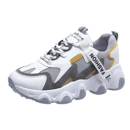 

Yishow-AA Breathable Mesh High Impact Sports Shoes Lightweight Thick Sole Lace-up Casual Sneakers Women‘s Footwear