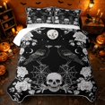 thumbnail image 2 of Erosebridal Spooky Crow Quilt King, Halloween White Rose King Coverlet Set for Boys Girls, Black White, 3pcs 1 Bedspread and 2 Pillowcases, 2 of 7