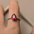 thumbnail image 3 of Natural Ruby Engagement ring, ruby ring, pear cut red gemstone, July birthstone, sterling silver ring, 3 of 3