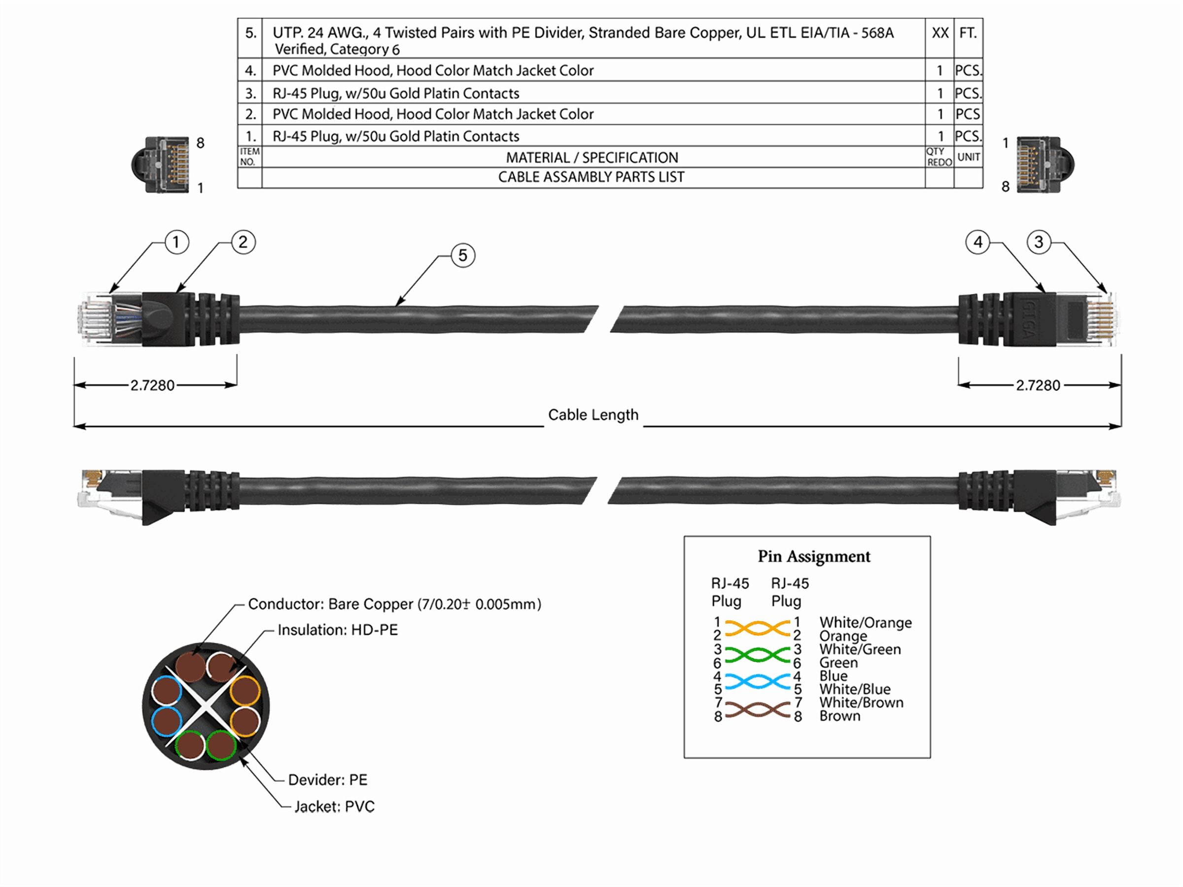Cable Leader 100ft Cat6 UTP Ethernet Network Patch Cable Snagless 24AWG Bare Copper, Black