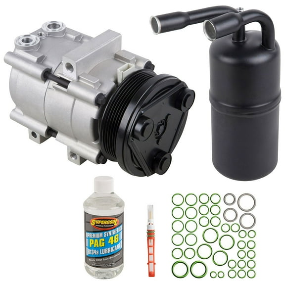 AC Compressor & A/C Repair Kit For Ford Mustang GT 2005 2006 S197 - Includes Drier, Expansion Valve, Oil & O-Ring Seals - BuyAutoParts