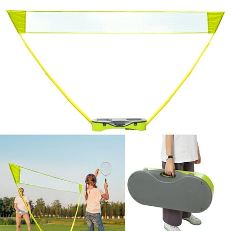 LELINTA Portable Badminton net Set with  W/Freestanding Base Stand, Foldable Adjustable Popup Badminton Volleyball Net with Stand,  Carry Box