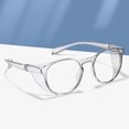 thumbnail image 1 of Gafas de seguridad redondas con estilo antivaho, protectores laterales, protección ocular UV, gafas de bloqueo de luz azul HD, cómodas gafas de laboratorio transparentes (blanco), 1 of 5