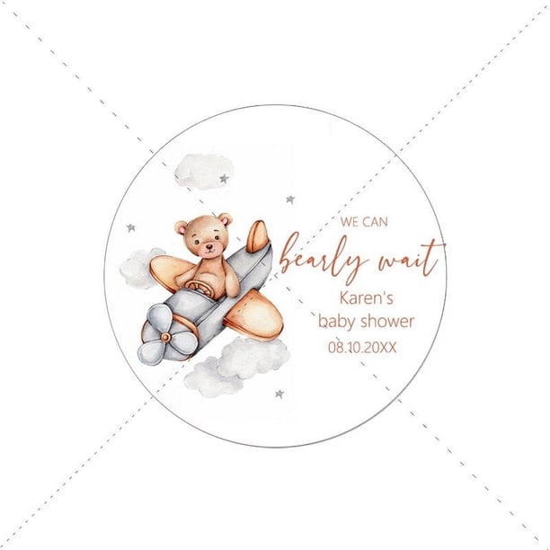 Etiquetas adhesivas personalizadas con temática de oso, etiquetas de bienvenida para Baby Shower, recién nacido, lindo oso personalizado, niña, niño, cumpleaños, bautismo