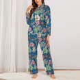 thumbnail image 3 of Wukai Colorful Flowers Print Women's Pajama Set - Soft Long Sleeve Sleepwear for Comfort and Style-X-Large, 3 of 9