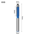 thumbnail image 2 of Embout de Routeur à Double Tranchant 8Mm avec Roulement pour Motif de Gabarit en Bois, 2 of 2