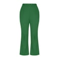 thumbnail image 6 of Baggy Cargo Pants Kids Girls Flare Bottom Pants Elastic High Waisted Kids School Uniform Stretchy Leggings Girls Trousers Pants with Pockets Green 10-11Y, 6 of 8