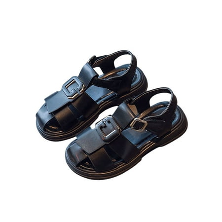 

Tenmix Kids Beach Shoes Closed Toe Summer Sandal Casual Flat Sandals Ankle Strap Unisex Comfort Fashion Black 12C