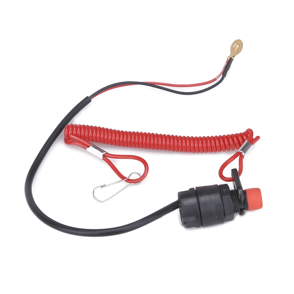 Handlebar Urgent Stop Switch with Tether for for Motor ATV Boat Engine Kill Stop Switch 