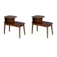 thumbnail image 1 of Pemberly Row Ensemble de 2 Tables d'Appoint Mi-Siècle en Bois Espresso, 1 of 4