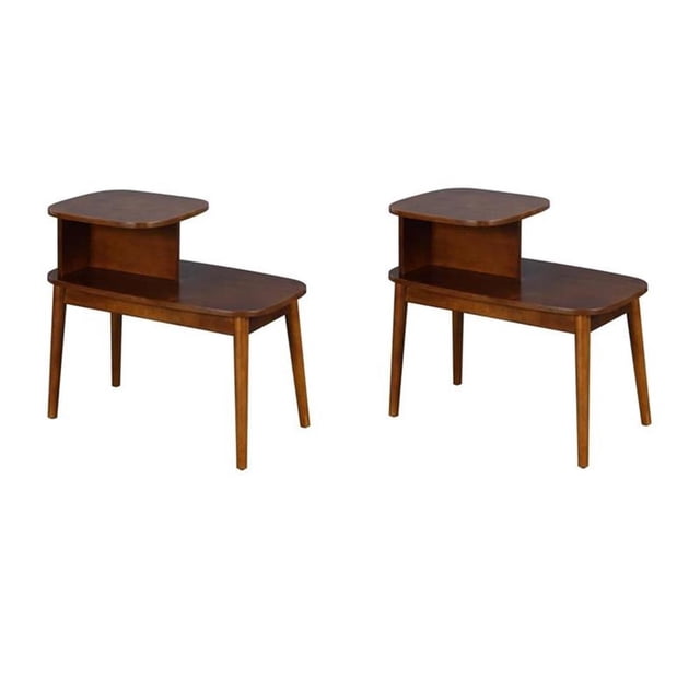 Pemberly Row Ensemble de 2 Tables d'Appoint Mi-Siècle en Bois Espresso