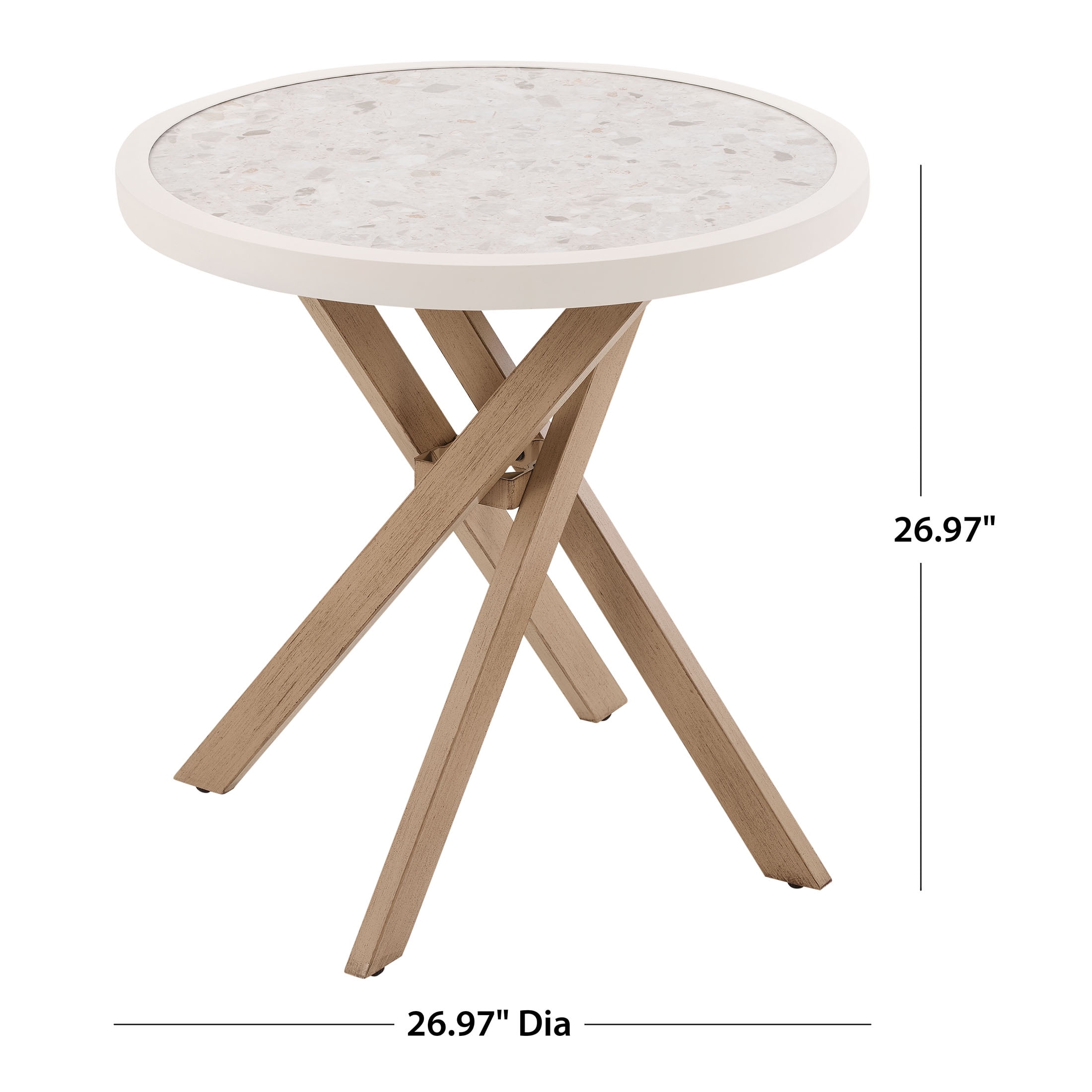 Better Homes & Gardens Paige 27" Round Outdoor Tile Top Bistro Table, White