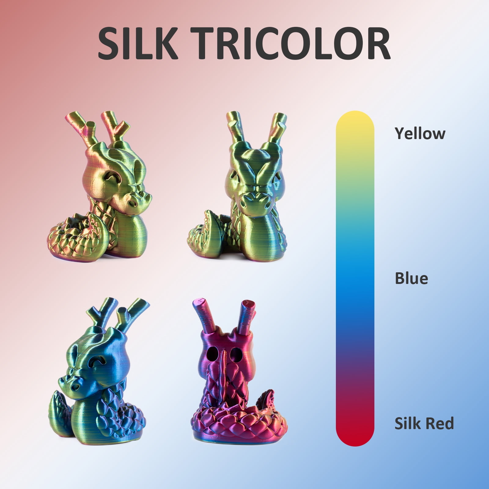 Geeetech Tri Color Silk PLA Filament , 3D Filament 1,75 mm 1KG Spool Wire  ( /-0.03mm) Vacuum Packaging, Special Color，Fast Ship