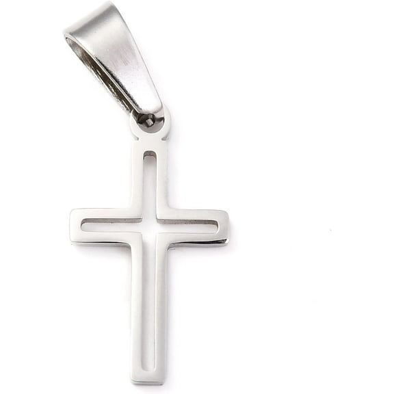 5Pcs 19.5x11x1.2mm Mini Hollow Cross Charms Metal Cross Beads 304 Stainless Steel Hollow Cross Charms Pendants with 3.5x7mm Hole for DIY Necklace Bracelet Jewelry Making Crafting and Findings